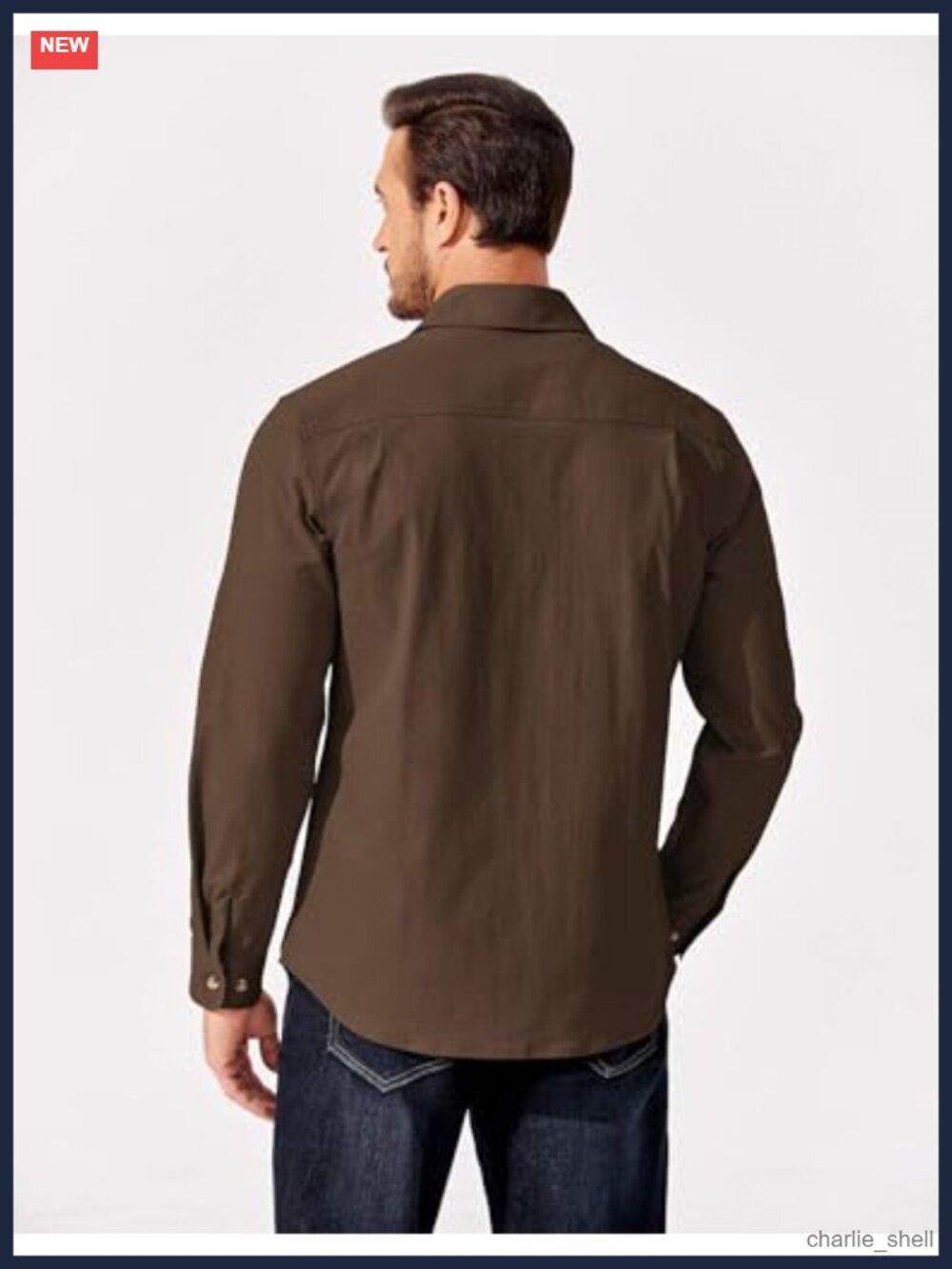COOFANDY Overshirt Jacket Long Sleeve Button Up Flap Pockets Regular Fit - Picture 4 of 6